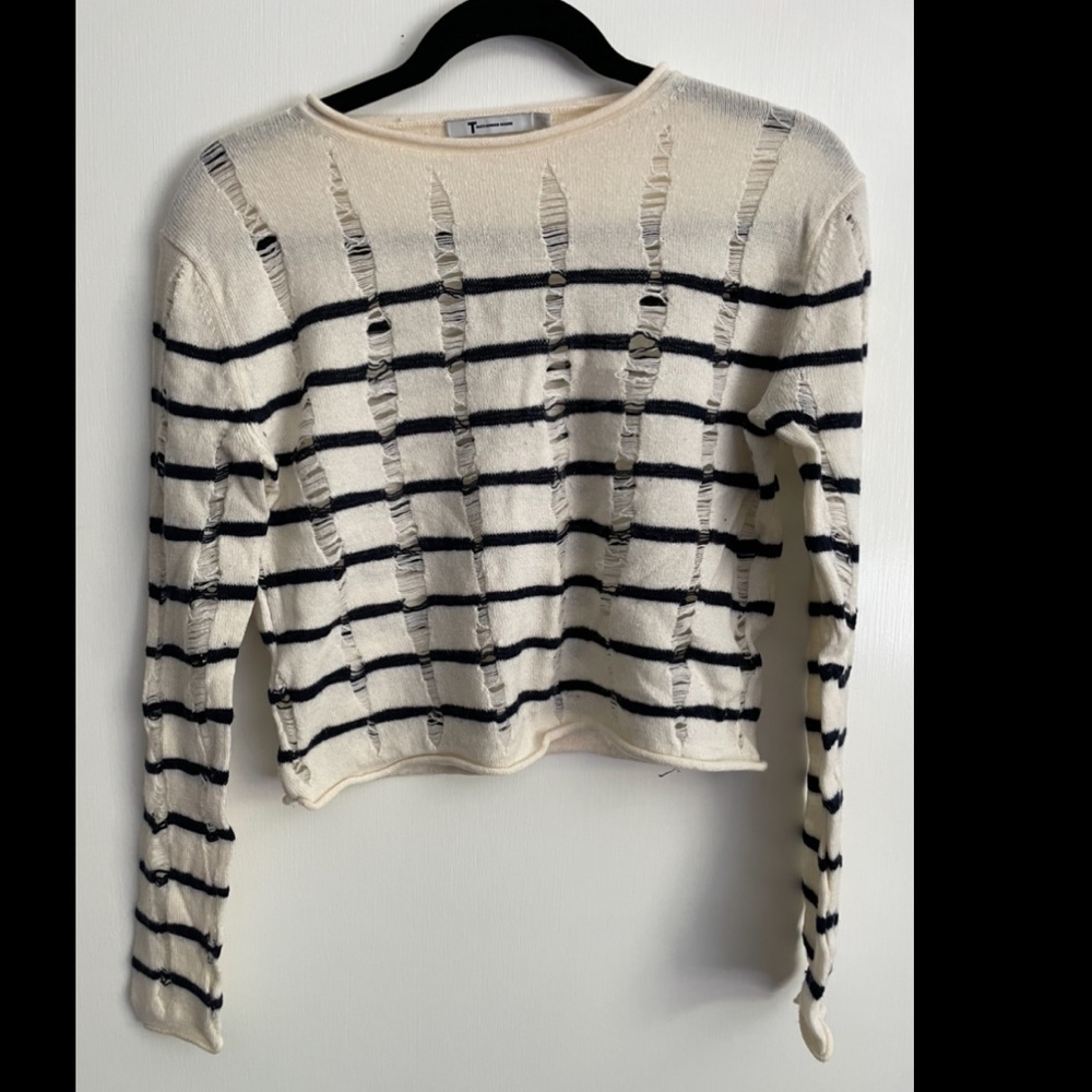 Alexander Wang Destroyed Striped Sweater